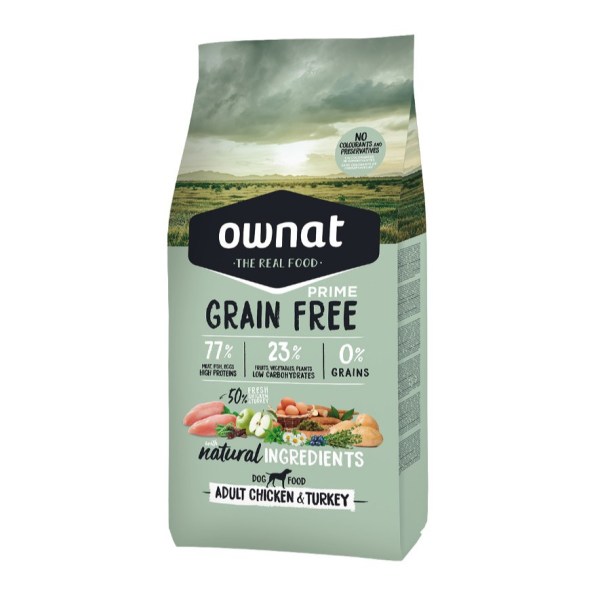 Ownat Prime Grain Free Cão Adulto Frango e Peru